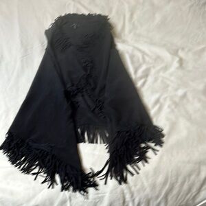 TCEC Black Vest with Dramatic Fringe and Soft Fabric